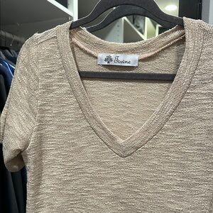 Anthropologie Cream Ribbed T-Shirt